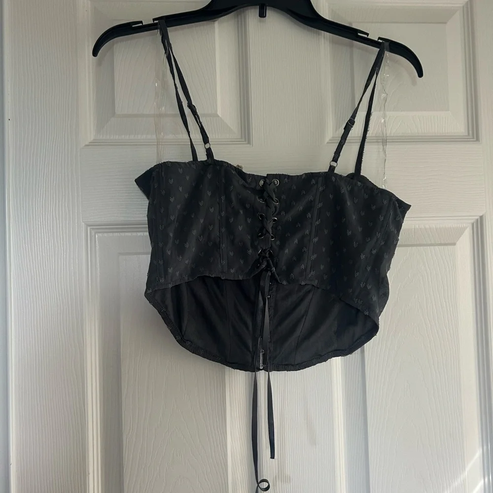 La Hearts Black Bustier Crop Camisole - Picture 3 of 4